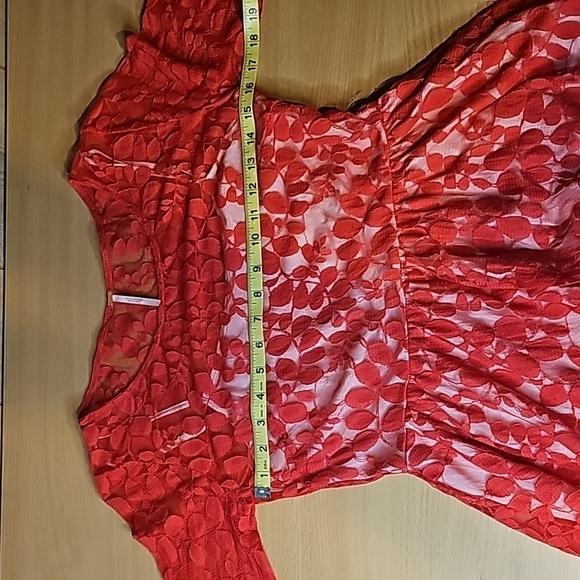 Sz4 Free People Red Floral Embroidered Mesh Dress - Picture 8 of 12